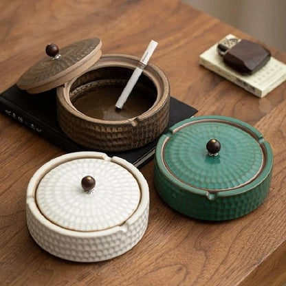 Asbak - RetroVault - Handgemaakt Design - Keramiek met Deksel