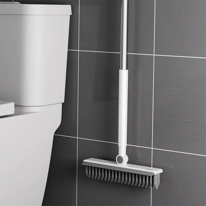 2-in-1 Badkamerborstel - CleanPro - Siliconen Schraper - Lange Handgreep Trekker