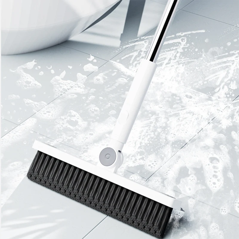 2-in-1 Badkamerborstel - CleanPro - Siliconen Schraper - Lange Handgreep Trekker