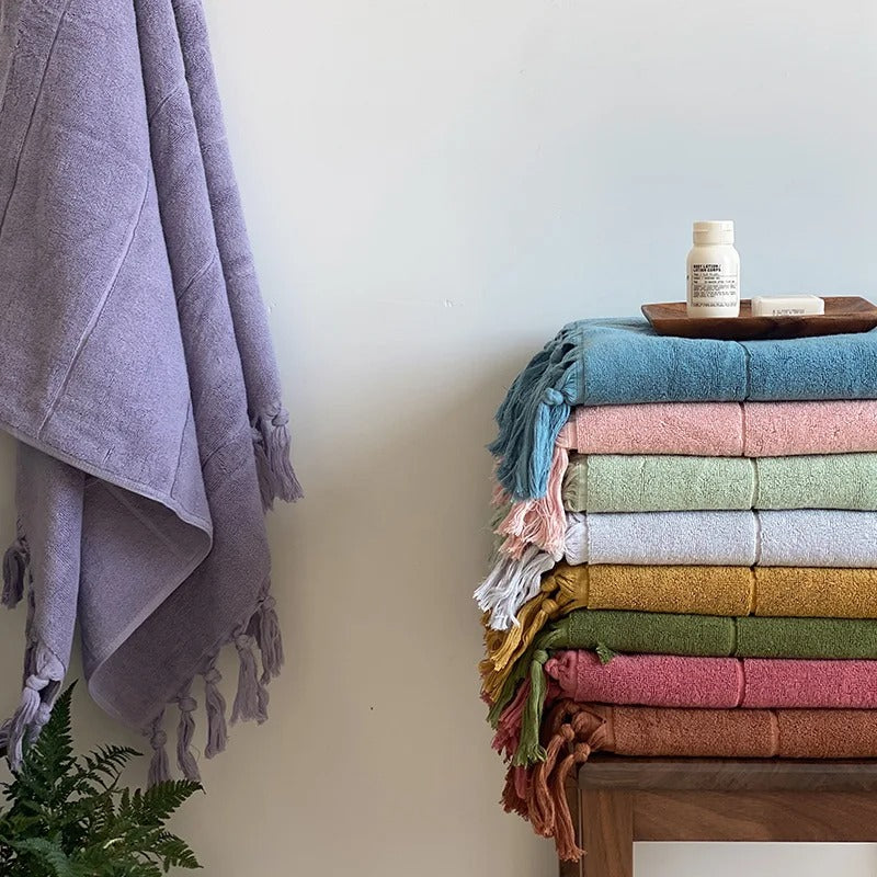 Katoenen Handdoek - PureTowel - Handgeknoopt - Franjes Design