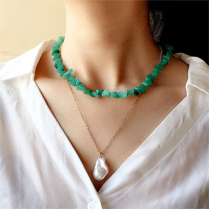 Kristallen Hanger Ketting - Virelle - Gepolijste Edelsteen Bedel - Elegante Dames Sieraden