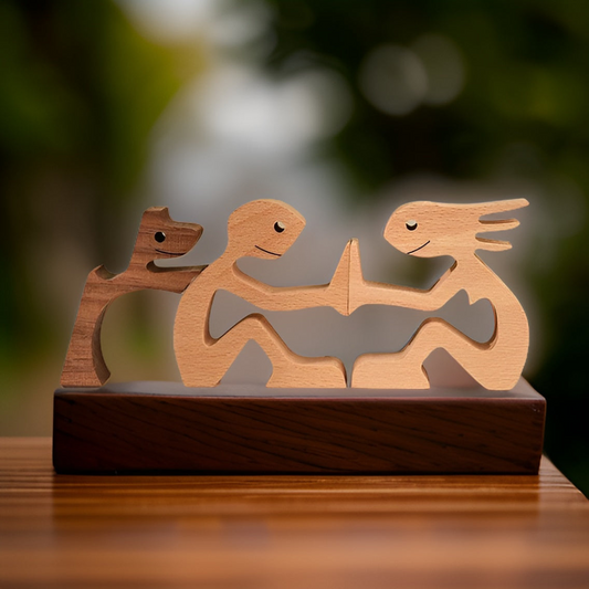 Houten Beeld - CraftX - Handgemaakte Hond & Baas Beeld - Uniek Cadeau Decoratie
