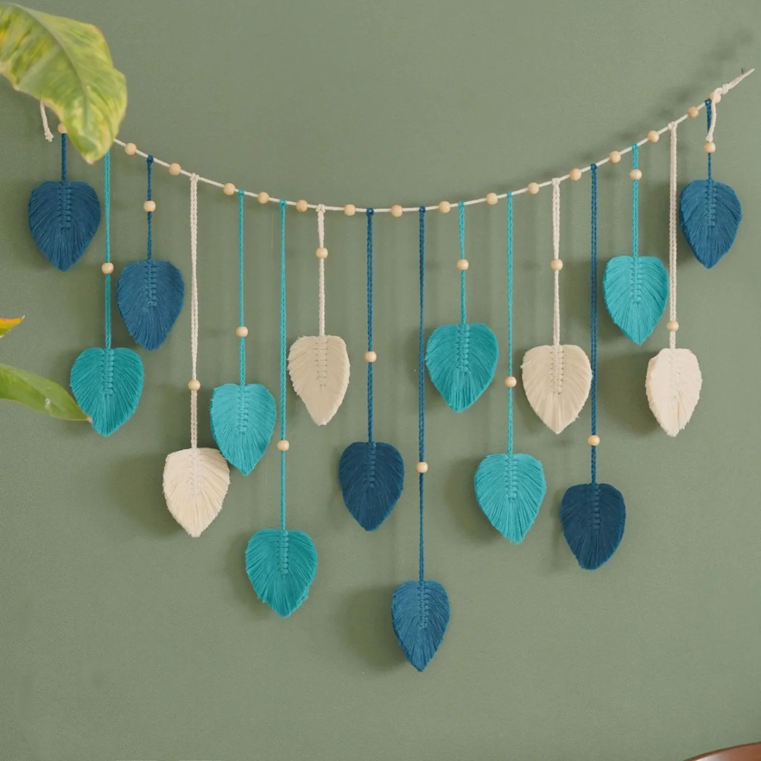Boho Wanddecoratie - LeafyArt - Macramee Decor - Veer Tapestry