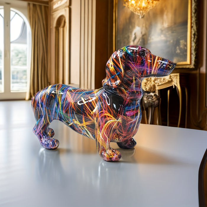 Honden Beeld Decor - Barkleo - Kleurrijke Teckel Ornament - Speelse Sfeer in Huis