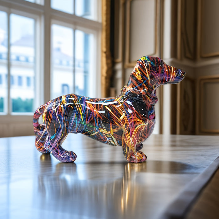 Honden Beeld Decor - Barkleo - Kleurrijke Teckel Ornament - Speelse Sfeer in Huis