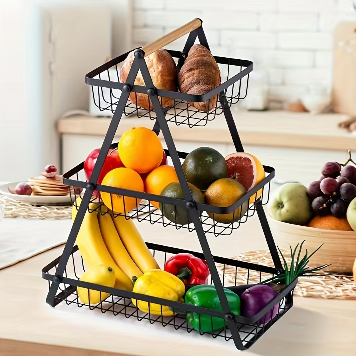 Fruit- en Groentemand - Harvest - Metalen Design - Houten Handvat