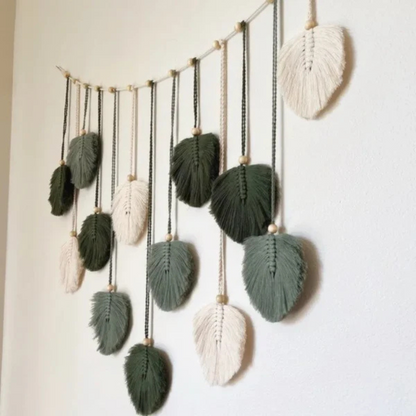 Boho Wanddecoratie - LeafyArt - Macramee Decor - Veer Tapestry