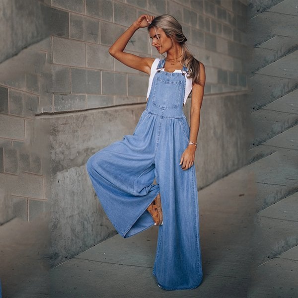 Zomer Tuinbroek - StyleFit - Wijde Pijpen - Hoge Taille