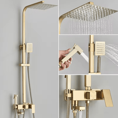 Doucheset - AquaFlow - Messing Mengkraan - Regen Douche Set