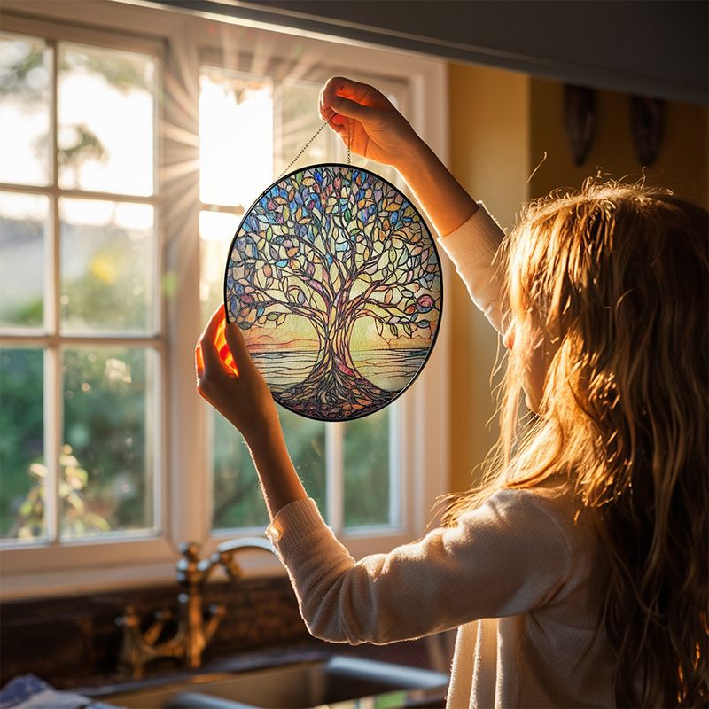 Zonnescherm - GlowTree - Gekleurd Glas - Raamdecoratie