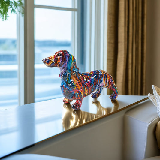 Honden Beeld Decor - Barkleo - Kleurrijke Teckel Ornament - Speelse Sfeer in Huis