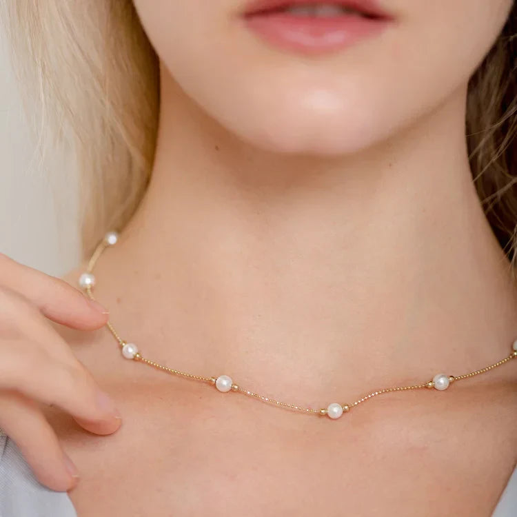 Gouden Parel Ketting - Aurista - Elegante Sieraad - Tijdloze Mode Accessoire