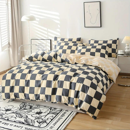 Dekbedovertrek Set - CozyHome - Geruit Patroon - Zacht Comfort