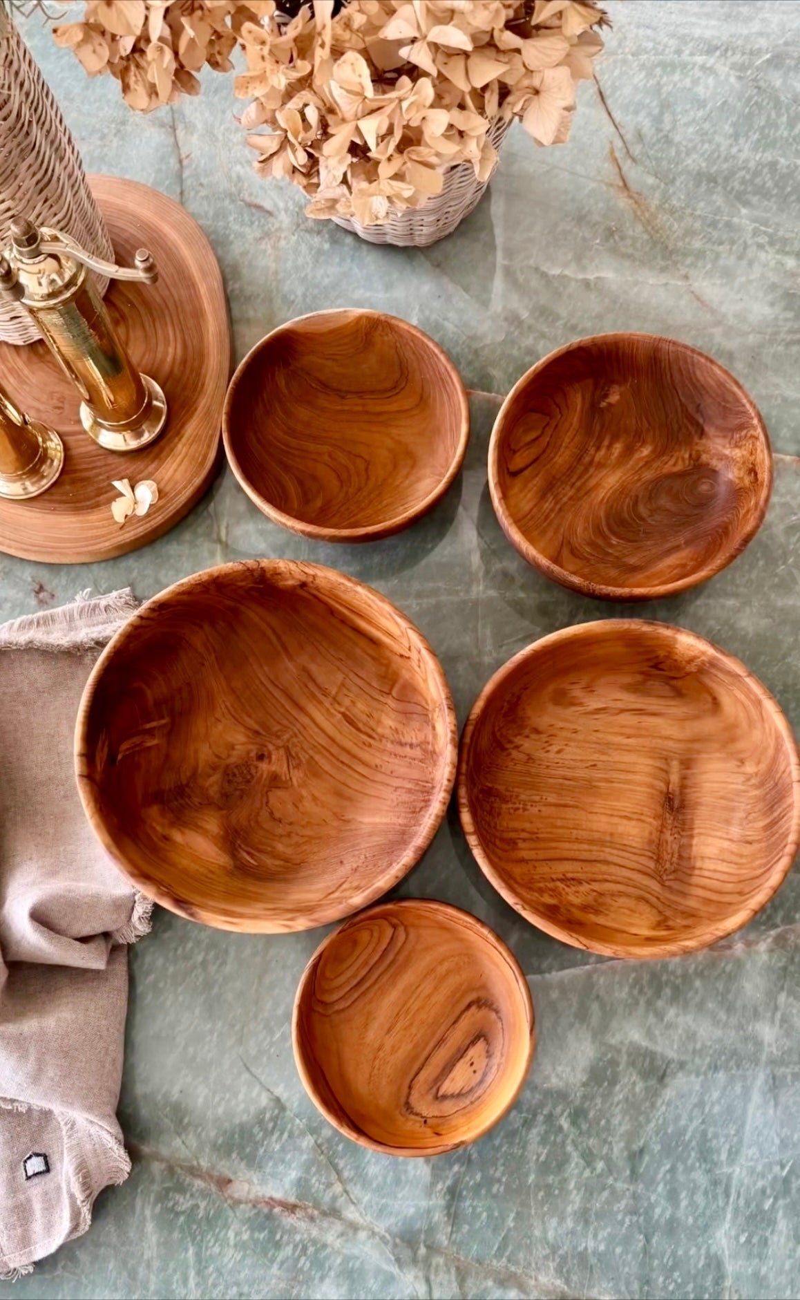 Teak Kom Set - WoodCraft - Handgemaakt Ontwerp - Nesting Stijl