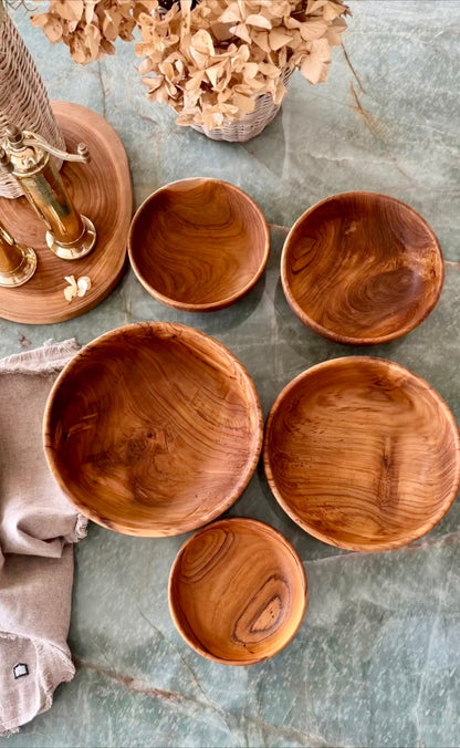Teak Kom Set - WoodCraft - Handgemaakt Ontwerp - Nesting Stijl