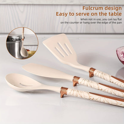 Keukengerei Set - EasyCook - Anti-aanbak Siliconen - Lichte Houten Handvatten
