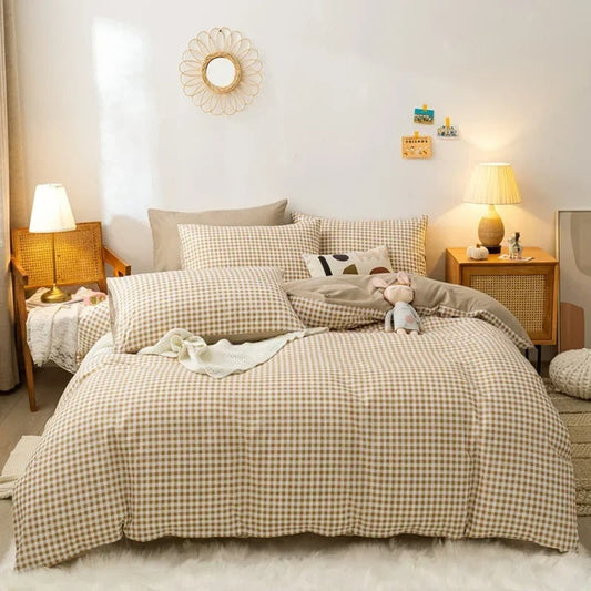 Beddengoed Set - CozyNest - Ruitjespatroon - Zachte Comfort