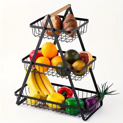 Fruit- en Groentemand - Harvest - Metalen Design - Houten Handvat