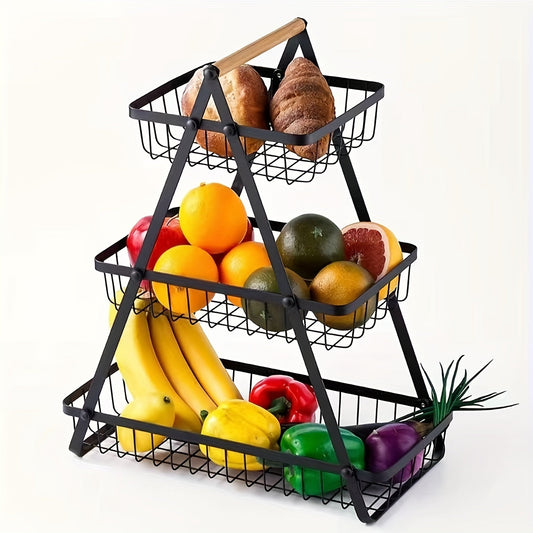 Fruit- en Groentemand - Harvest - Metalen Design - Houten Handvat