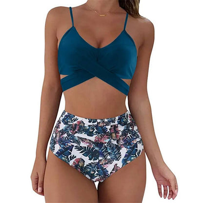 Bikiniset - SunGlow - Hoge Taille - Kleurrijk Ontwerp