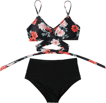 Bikiniset - SunGlow - Hoge Taille - Kleurrijk Ontwerp