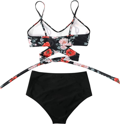 Bikiniset - SunGlow - Hoge Taille - Kleurrijk Ontwerp
