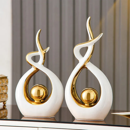 Kunst Sculptuur - LuxeForm - Abstract Ontwerp - Gouden Accenten