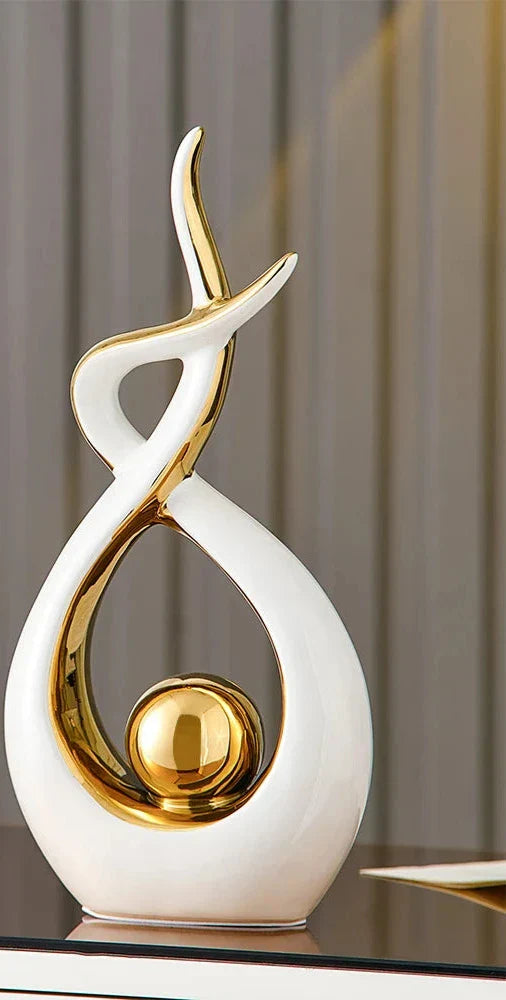 Kunst Sculptuur - LuxeForm - Abstract Ontwerp - Gouden Accenten