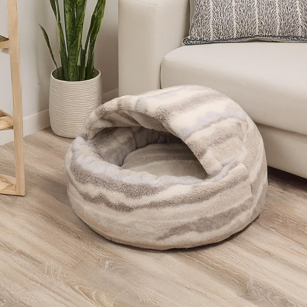 Huisdierbed - LuxePaws - Marmergestreept - Gezellige Pluche Comfort