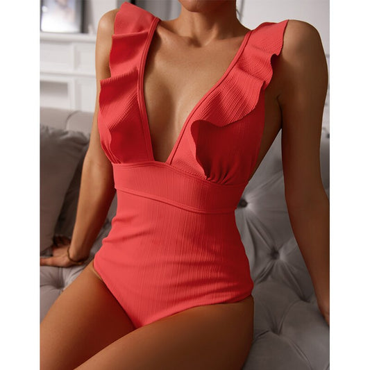 Eén-Delig Badpak - LuxeWave - Ruffle Design - Push-Up Ondersteuning