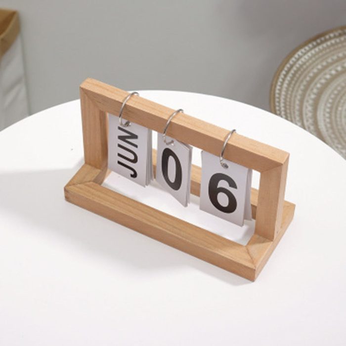 Bureau Kalender - DateFlip - Houten Design - Klassieke Stijl