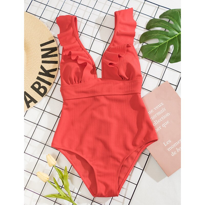 Eén-Delig Badpak - LuxeWave - Ruffle Design - Push-Up Ondersteuning