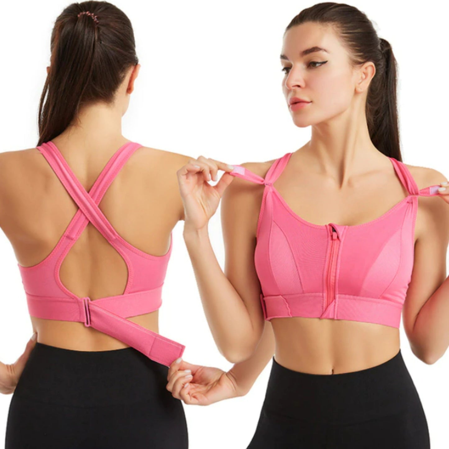 Sportbh - PowerFit - Voorzijde Rits Design - Criss-Cross Ondersteuning