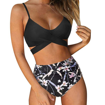 Bikiniset - SunGlow - Hoge Taille - Kleurrijk Ontwerp