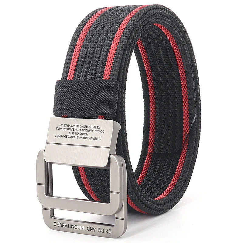 Canvas Riem - TrendBelt - Dubbele Metalen Gesp - Gestreept Design