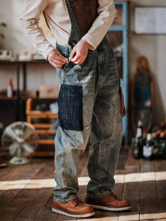Denim Tuinbroek - RetroFit - Contrastkleur - Casual Design