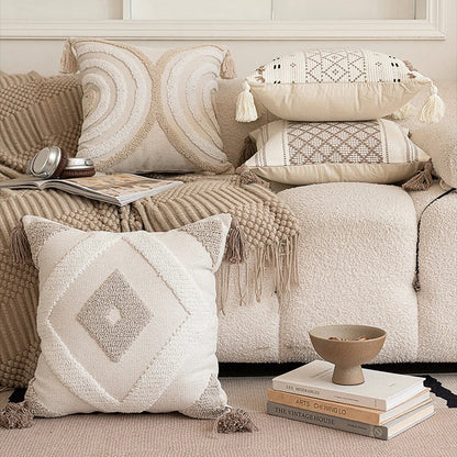 Boho Kussenhoes - Tazzura - Zachte Katoenen Stof - Decoratief Kwastjesontwerp
