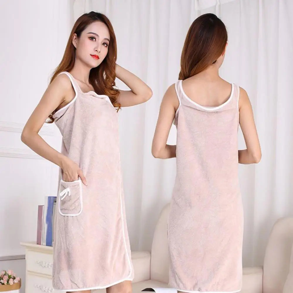 Badjas - SoftTouch - Koraal Fleece - Off-Shoulder Design
