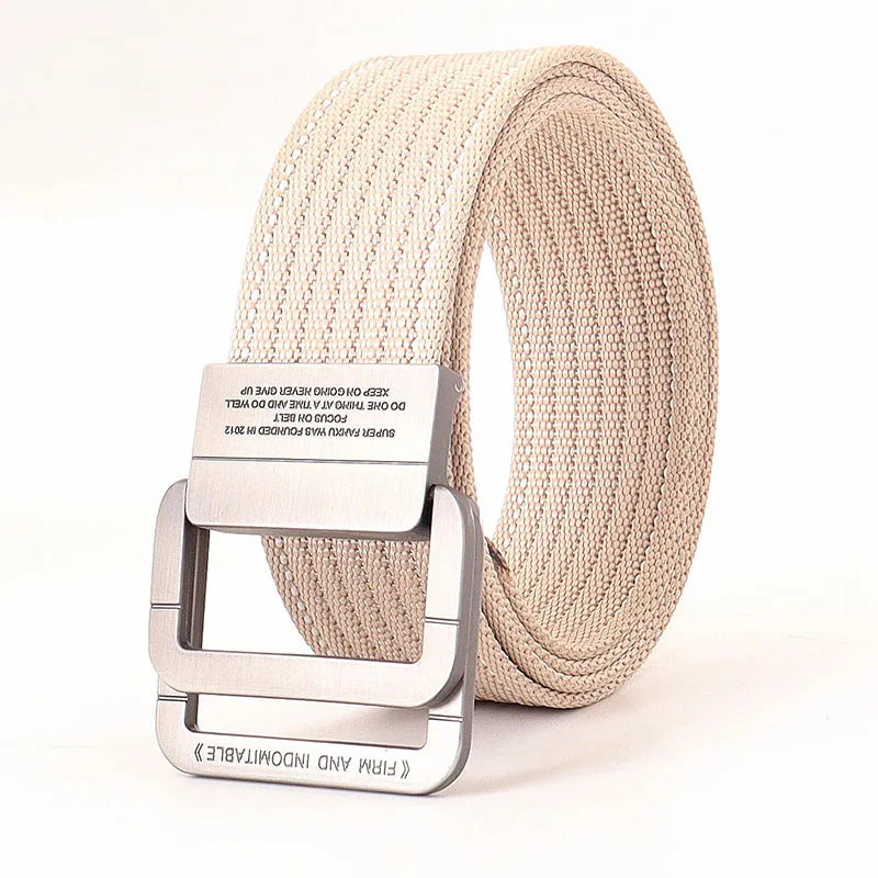 Canvas Riem - TrendBelt - Dubbele Metalen Gesp - Gestreept Design