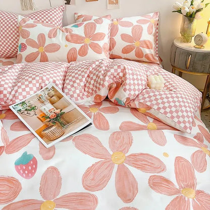 Beddengoed Set - FloralNest - Roze Bloemen - Zacht Dekbedovertrek