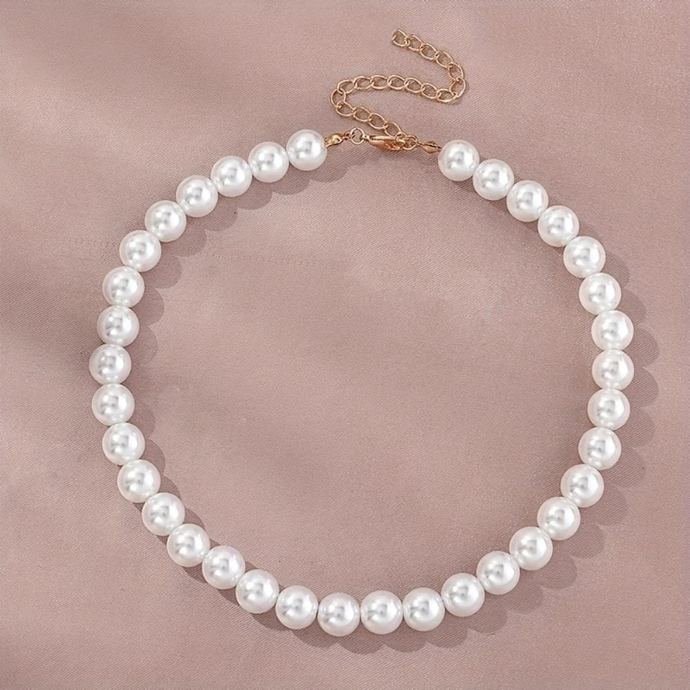 Halsketting - PearlEssence - Imitatie Zoetwater - Elegante Ketting