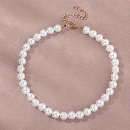 Halsketting - PearlEssence - Imitatie Zoetwater - Elegante Ketting