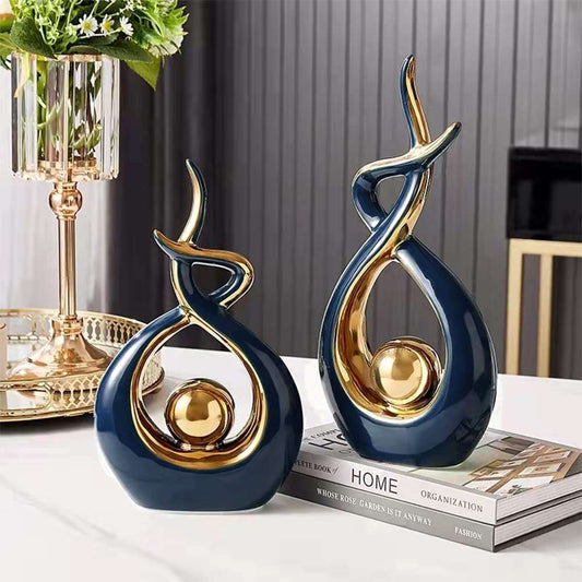 Kunst Sculptuur - LuxeForm - Abstract Ontwerp - Gouden Accenten