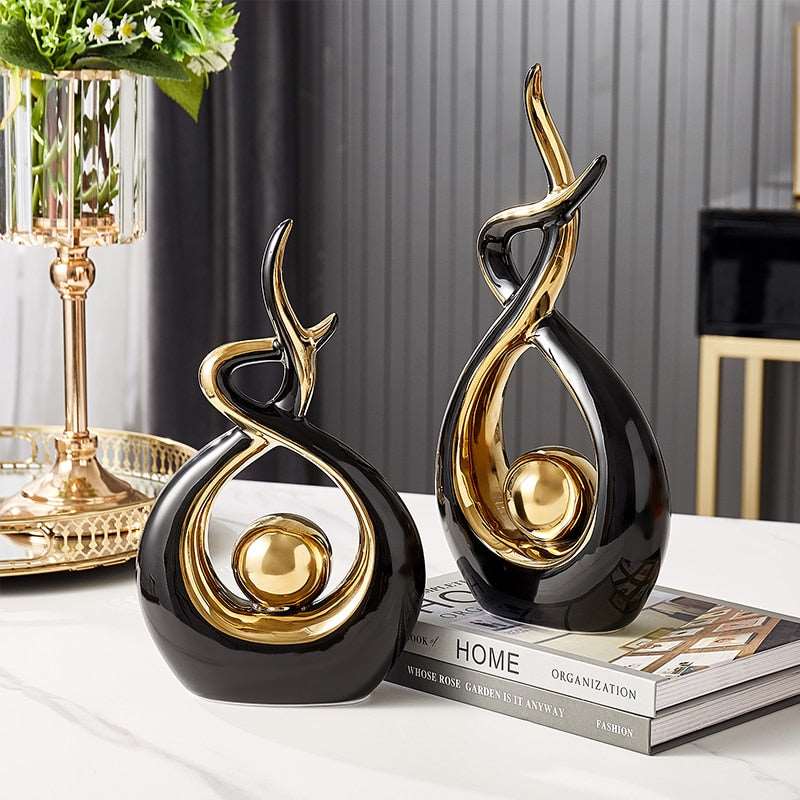 Kunst Sculptuur - LuxeForm - Abstract Ontwerp - Gouden Accenten