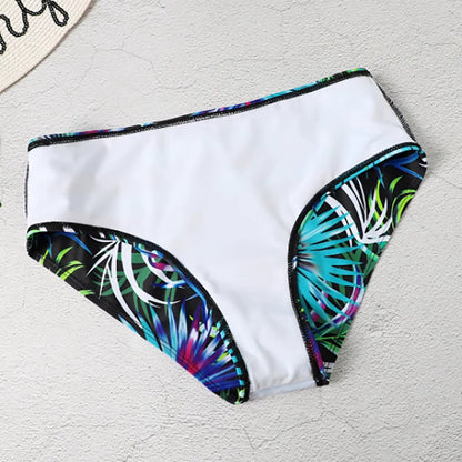 Bikini Set - AquaLuxe - Hoge Taille - Bladprint