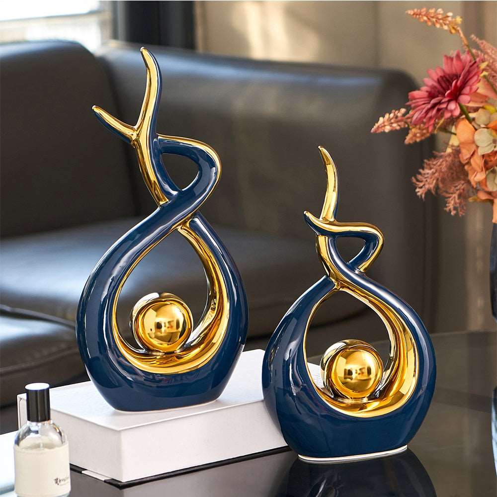 Kunst Sculptuur - LuxeForm - Abstract Ontwerp - Gouden Accenten