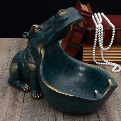 Decoratieve Dieren Kom - Hipvora - Uniek Nijlpaard Design - Moderne Woondecoratie