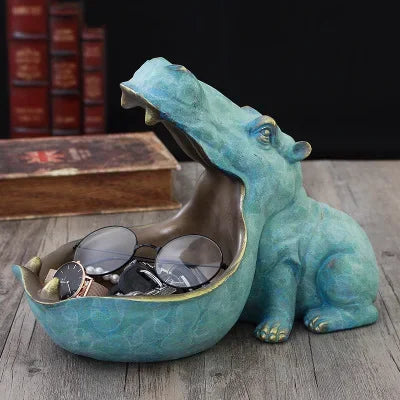 Decoratieve Dieren Kom - Hipvora - Uniek Nijlpaard Design - Moderne Woondecoratie