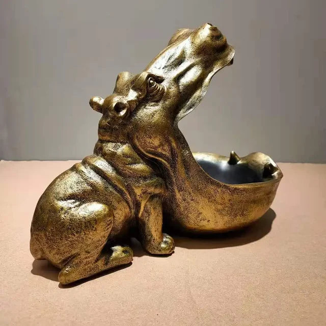 Decoratieve Dieren Kom - Hipvora - Uniek Nijlpaard Design - Moderne Woondecoratie