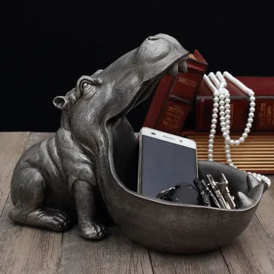 Decoratieve Dieren Kom - Hipvora - Uniek Nijlpaard Design - Moderne Woondecoratie